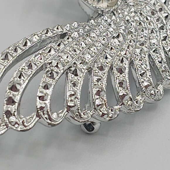 SarahCoventry "Evening Splendor" SilverTone Rhinestone Swirl Elegant Stmt Brooch - Picture 11 of 16